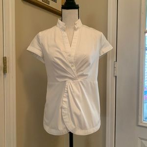 White cotton cap-sleeve blouse
